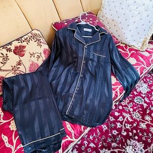 Stripe Long Sleeve Pajama Set Satin Silk Long Pant Gift Bridesmaid For Her NWT